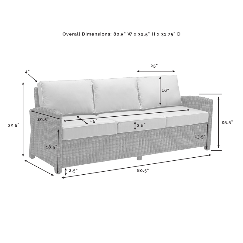 Crosley Furniture Bradenton Outdoor Fabric Patio Sofa in Brown/Sand