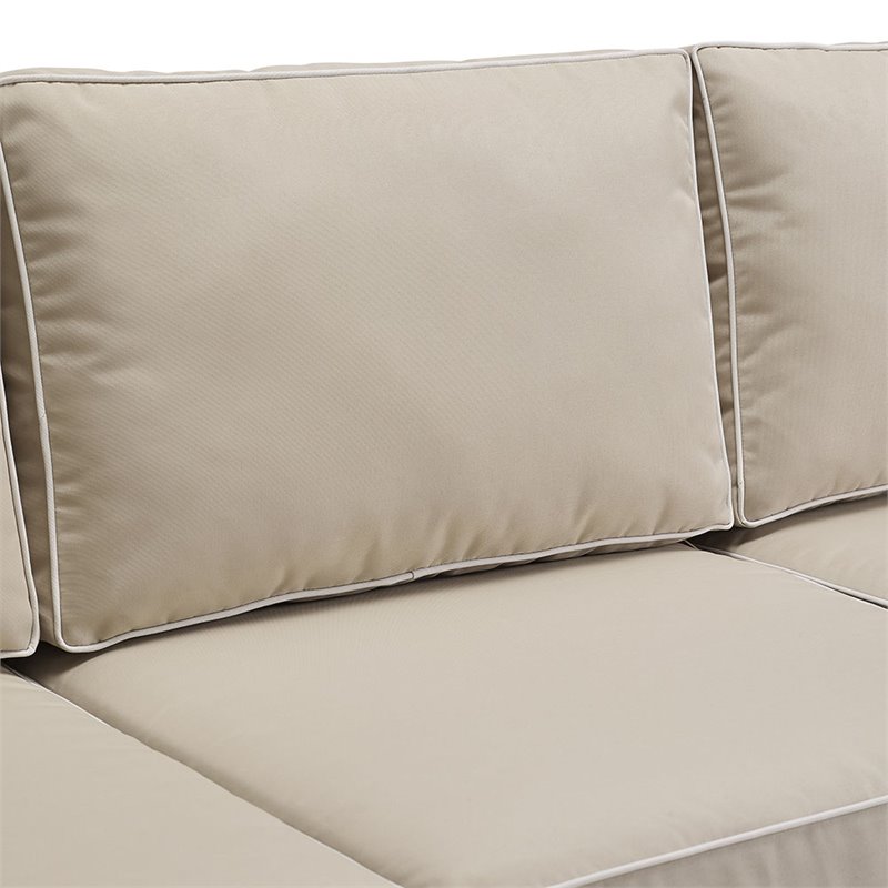 Crosley Furniture Bradenton Outdoor Fabric Patio Sofa in Brown/Sand