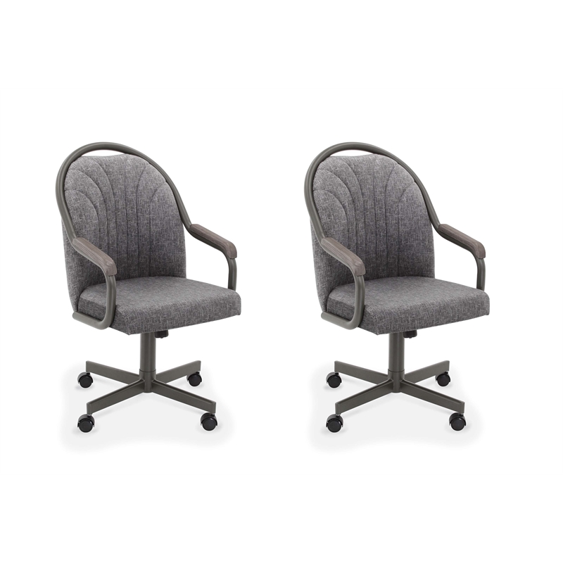 Chromcraft Douglas Swivel Dining Arm Chair in Sea Gray (Set of 2)