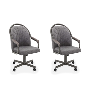 Chromcraft Douglas Swivel Dining Arm Chair in Sea Gray (Set of 2)