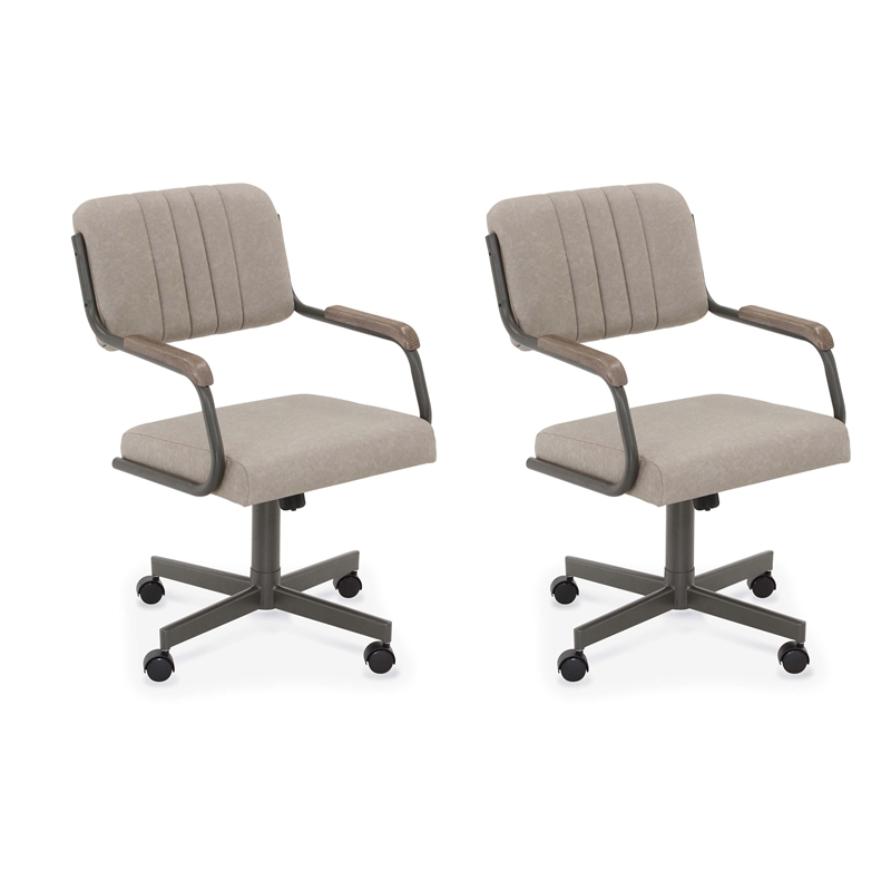 Chromcraft Douglas Swivel Dining Arm Chair in Sea Gray (Set of 2)