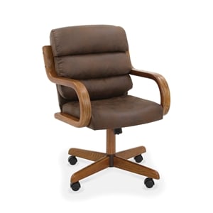 Douglas Solid Wood Caster Dining Chairs in Chestnut Finish