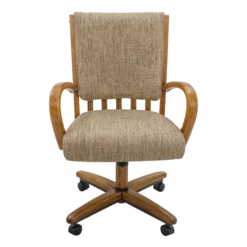 Chromcraft Baylor Bamboo Friar Fabric Upholstered Dining Chair in Chestnut