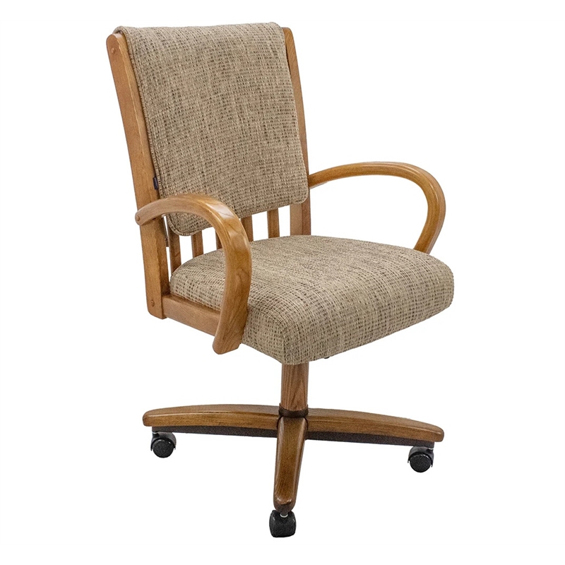 Chromcraft Baylor Bamboo Friar Fabric Upholstered Dining Chair in Chestnut