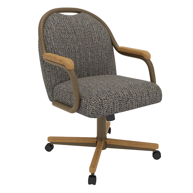 Chromcraft CM188 Caster Dining Chair in Chestnut Solid Wood and Bronze Finish