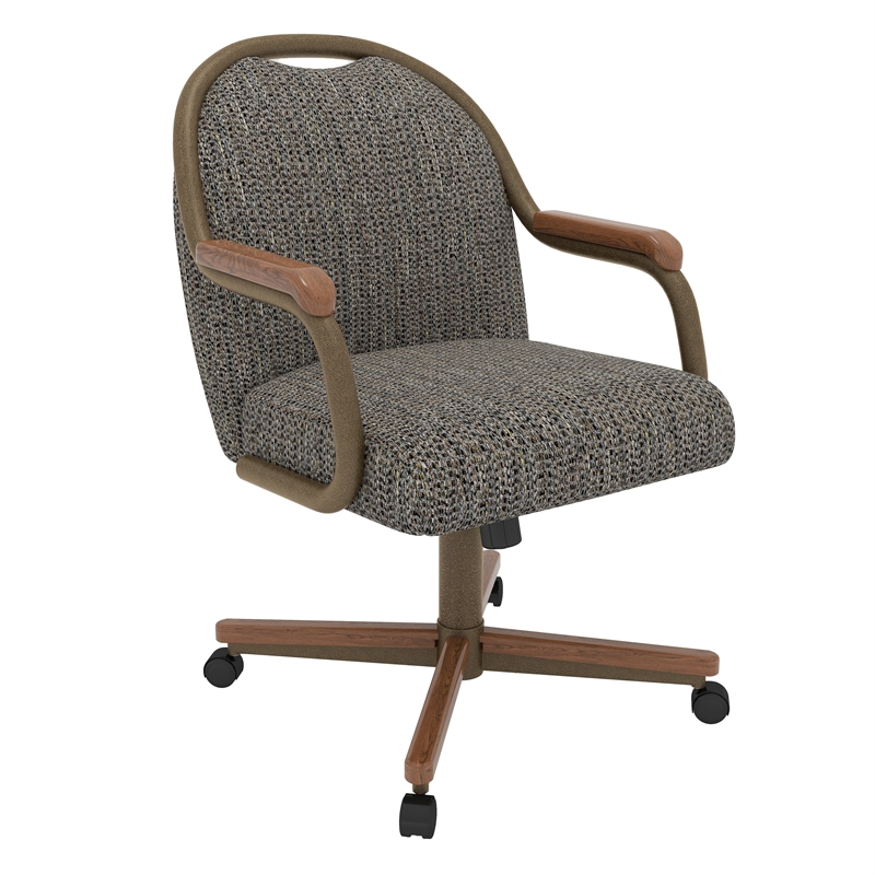 Chromcraft CM188 Caster Dining Chair in Solid Wood Walnut and Bronze Finish