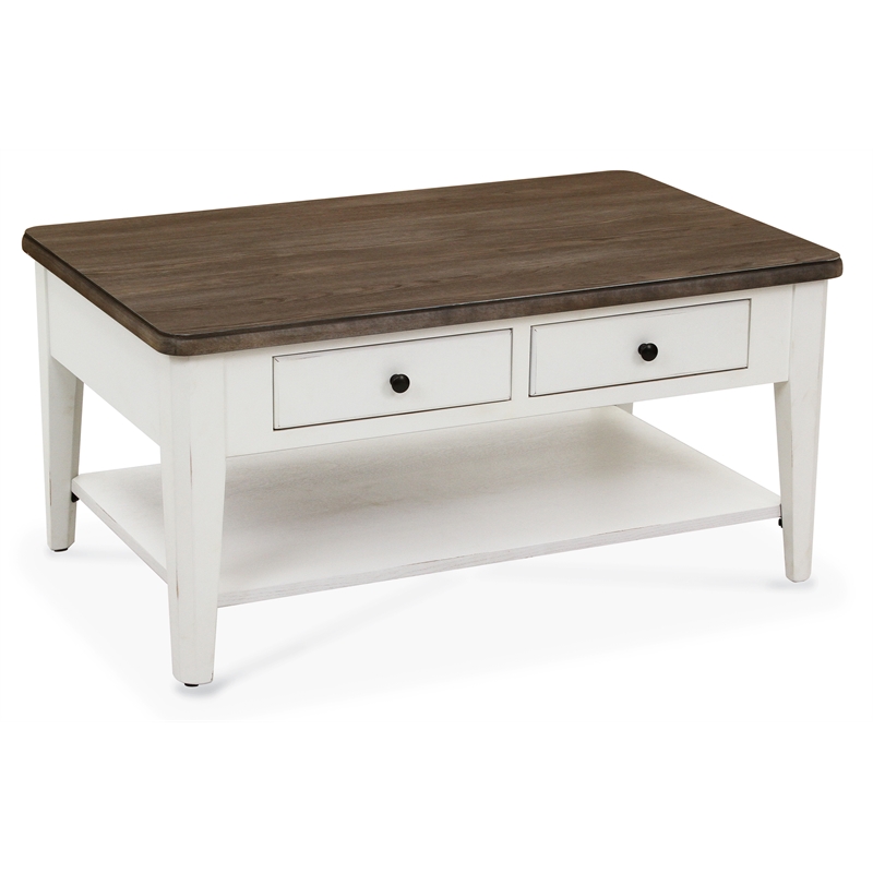 Casual Choice Solid Wood Condo Cocktail Table in Light Gray and White Finish