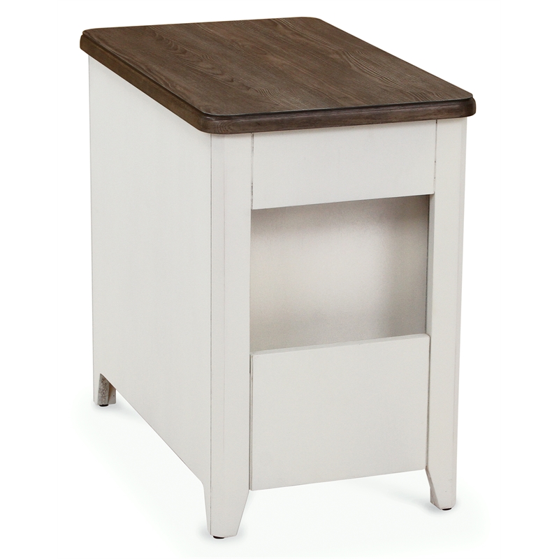 Casual Choice Solid Wood Chair Side Cabinet in Light Gray and White Finish