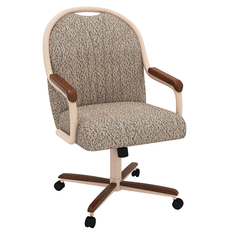 Chromcraft Douglas Swivel Dining Arm Chair in Walnut and Light Sand (Set of 2)