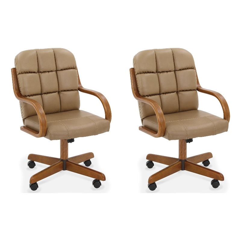 Chromcraft Douglas Swivel Dining Arm Chair in Chestnut Wood Finish (Set of 2)