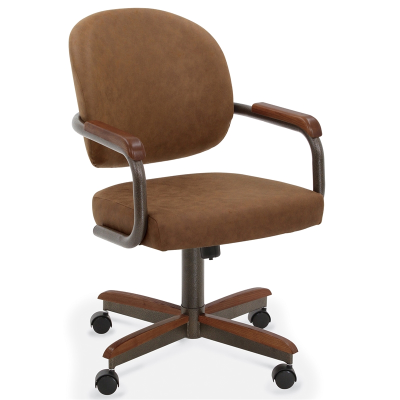 Chromcraft Douglas Swivel Dining Chair in Walnut and Texture Bronze (Set of 2)