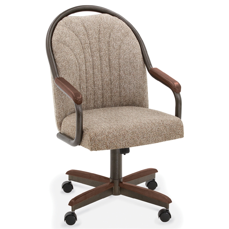 Chromcraft Douglas Swivel Dining Chair in Walnut and Texture Bronze (Set of 2)