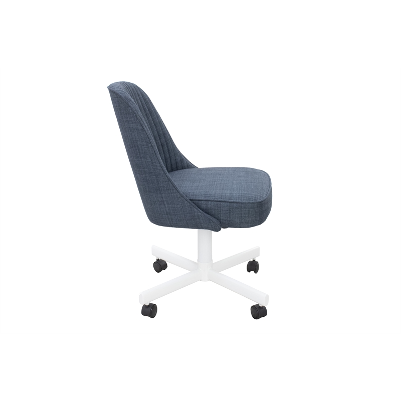 Chromcraft Fabric Upholstered Caster Chair in Vann Midnight Blue (set of 2)