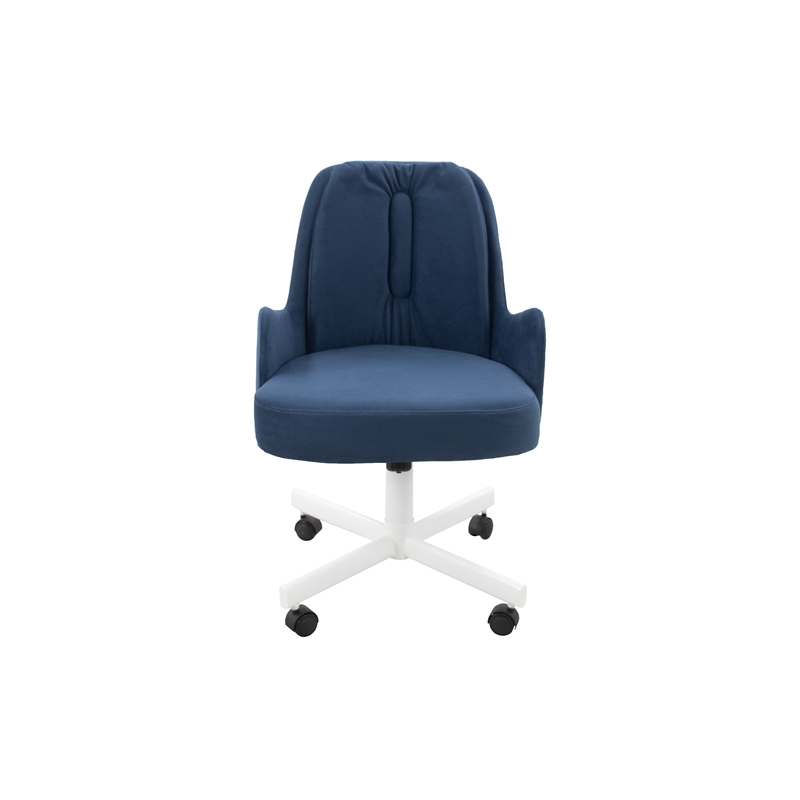 Chromcraft Fabric Dining Upholstered Caster Chair in Antonio Navy (set of 2)