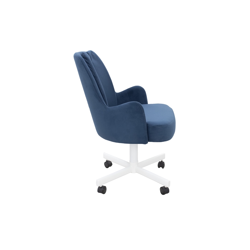 Chromcraft Fabric Dining Upholstered Caster Chair in Antonio Navy (set of 2)