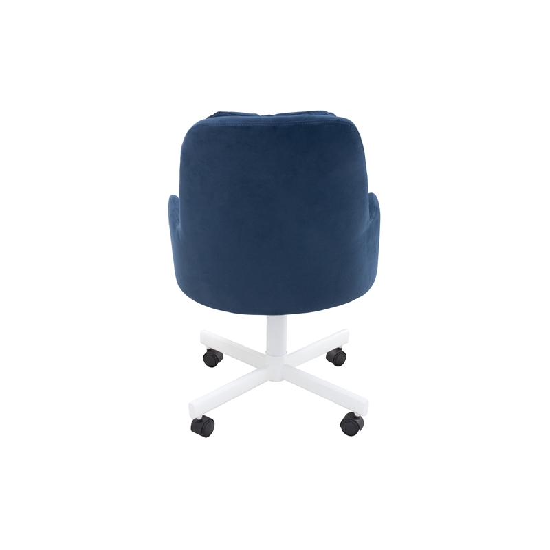 Chromcraft Fabric Dining Upholstered Caster Chair in Antonio Navy (set of 2)