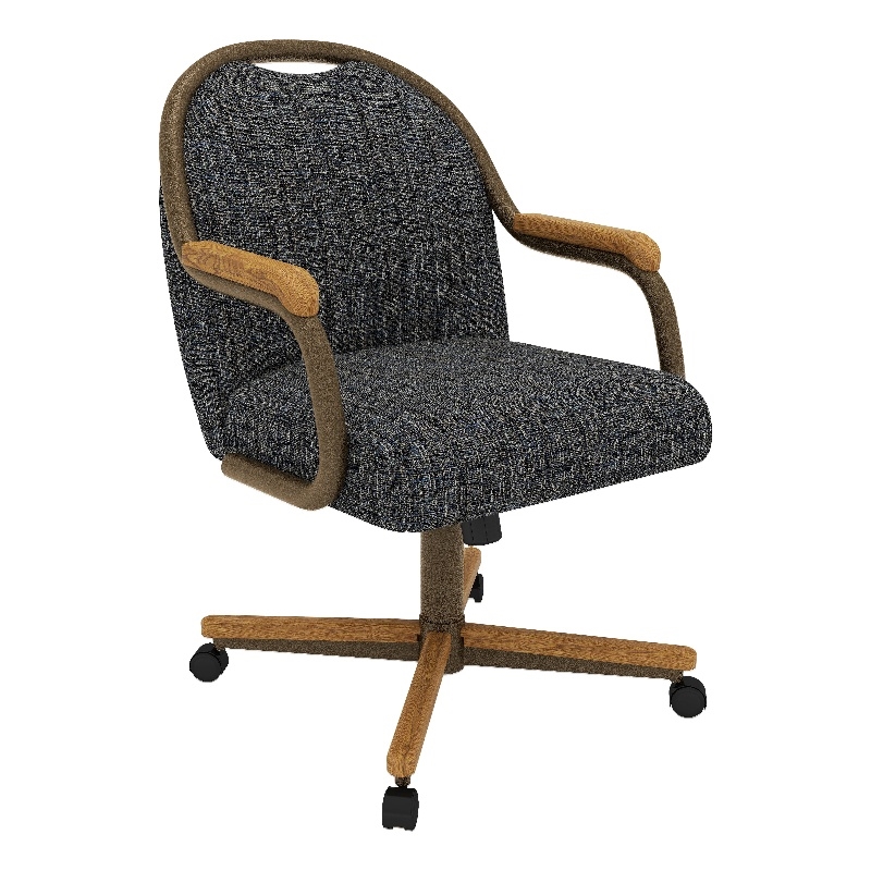 Chromcraft CM188 Caster Dining Chair in Chestnut Solid Wood and Bronze Finish