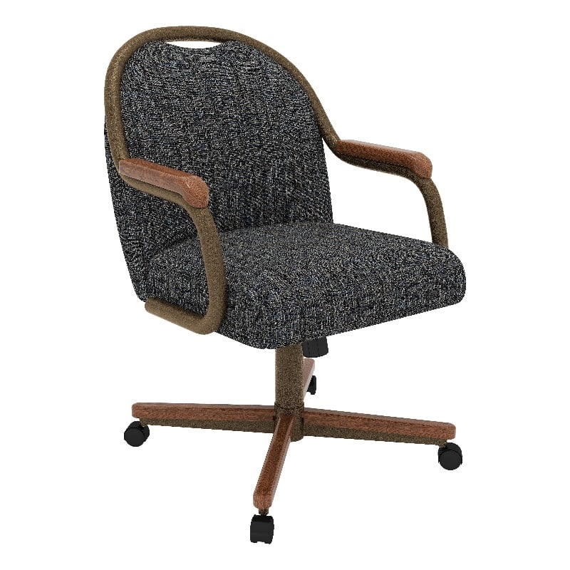 Chromcraft CM188 Caster Dining Chair in Solid Wood Walnut and Bronze Finish