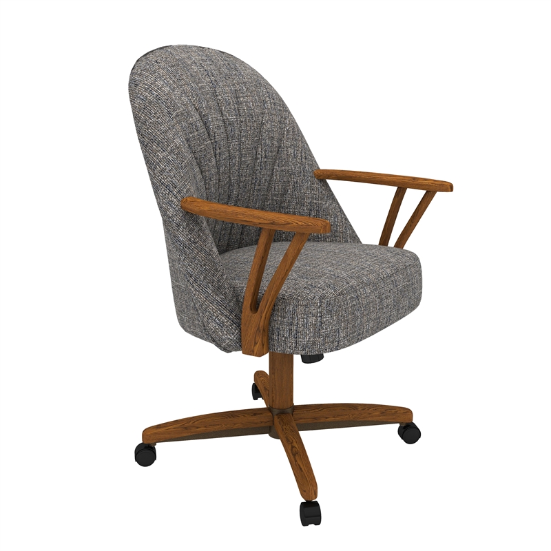 Chromcraft CM127 Caster Dining Chair in Solid Wood Chestnut Finish
