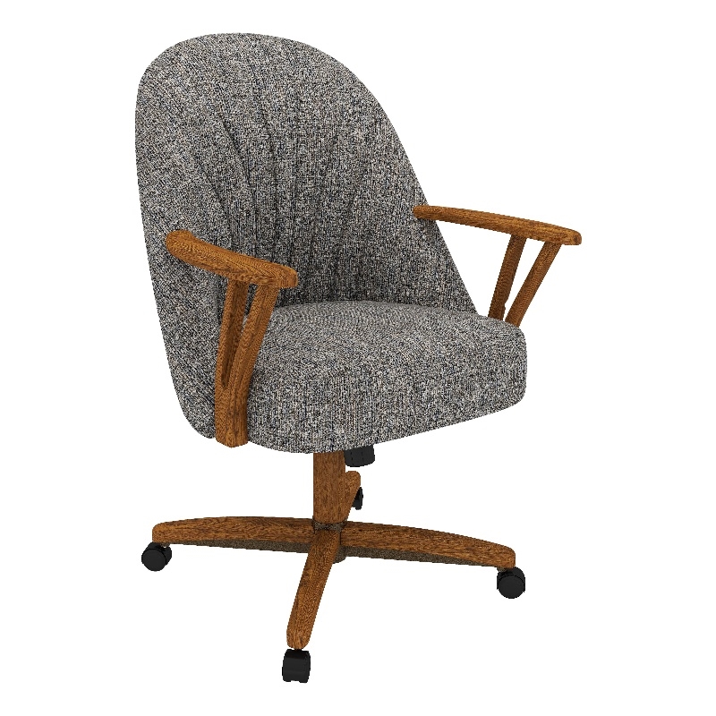Chromcraft CM127 Caster Dining Chair in Solid Wood Chestnut Finish