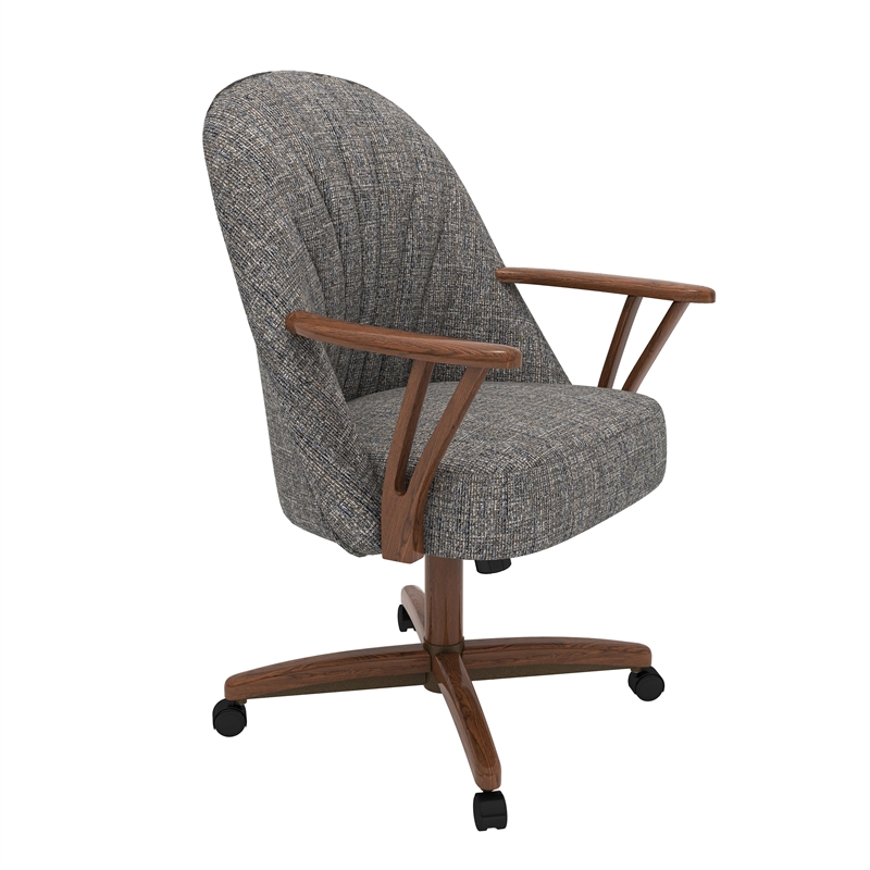 Chromcraft CM127 Caster Dining Chair in Solid Wood Walnut Finish