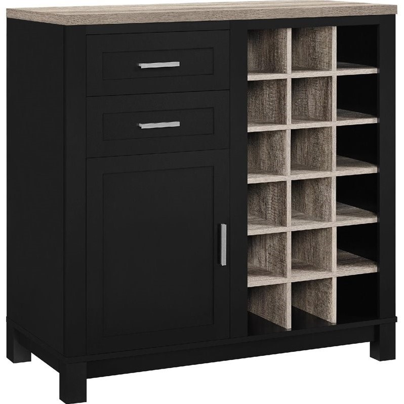 Altra Furniture Carver Wine Cabinet in Black Sonoma Oak