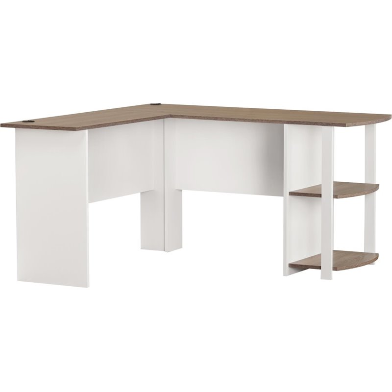 Altra Furniture Dakota L Shape Desk in White and Sonoma Oak