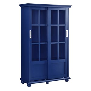 Altra Aaron Lane 4 Shelf Bookcase with Sliding Glass Doors in Navy