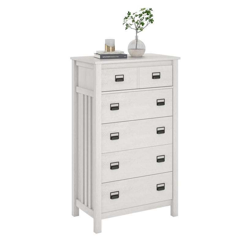 Ameriwood Home Adams 5 Drawer Dresser in Ivory Oak