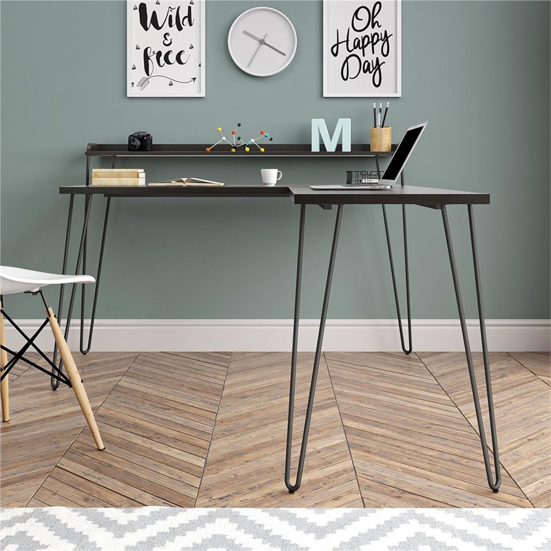 Ameriwood Home Haven L Desk with Riser in Espresso