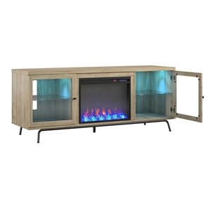 Ameriwood Home 6873847COM Sydney View Fireplace 70&quot Blonde Oak TV Stand