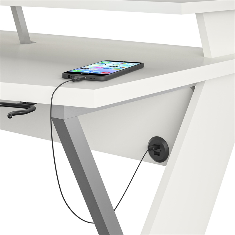 NTense Xtreme Gaming Desk with Riser in White