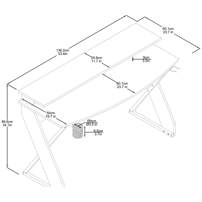 NTense Xtreme Gaming Desk with Riser in White