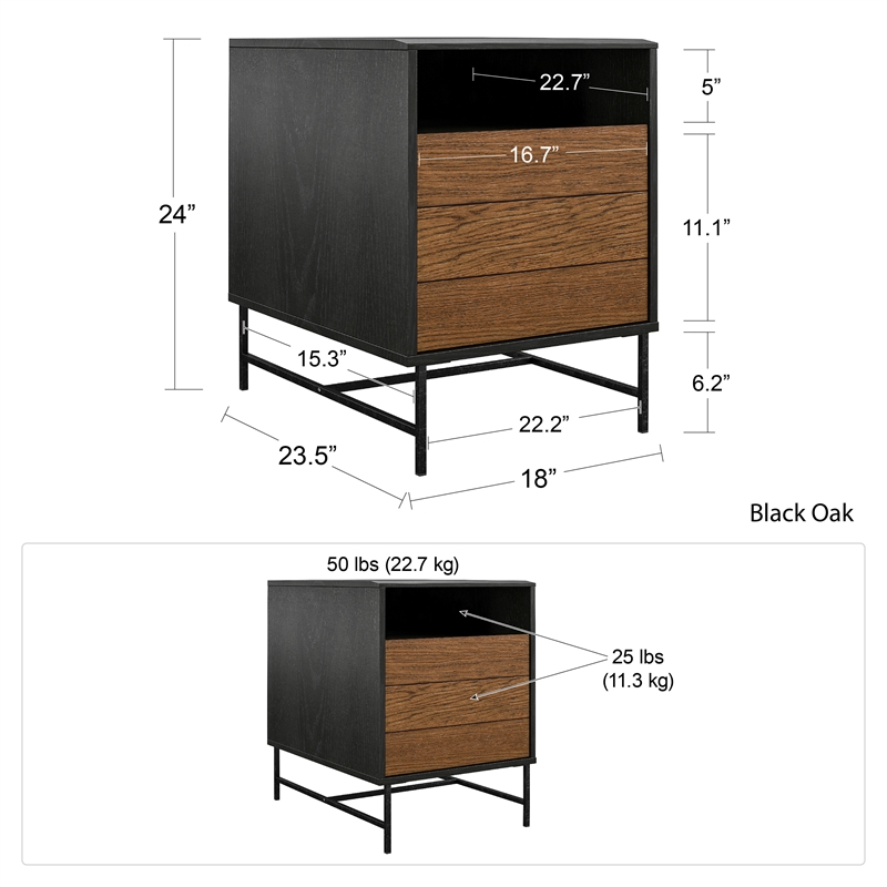Ameriwood Home Reznor End Table in Black Oak
