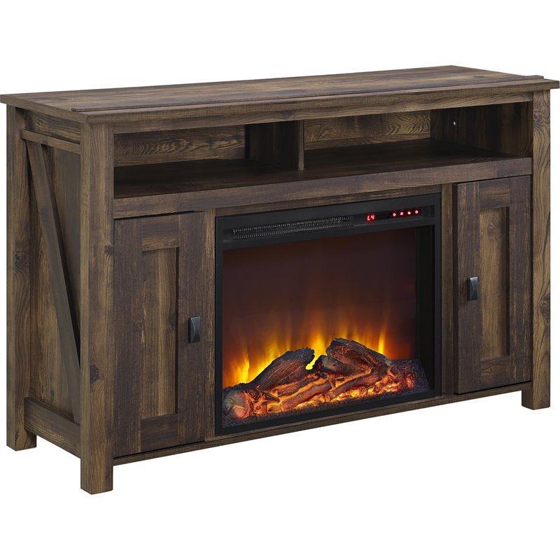 Ameriwood Farmington 3-Piece Fireplace TV Stand and Matching Nightstand Set