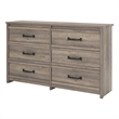 Ameriwood Home Engineered Wood Bassinger 6 Drawer Dresser in Gray Oak