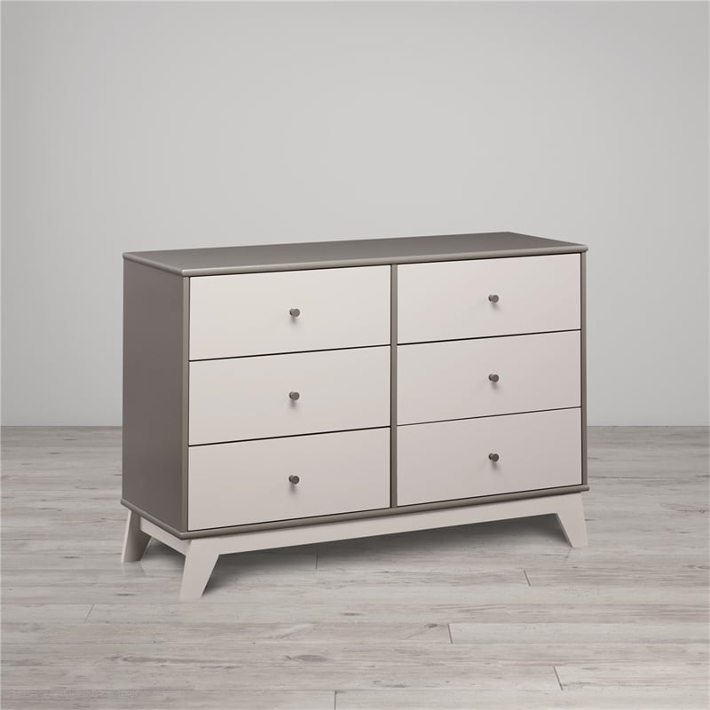 Little Seeds Rowan Valley Flint 6 Drawer Dresser in Two-Tone Gray
