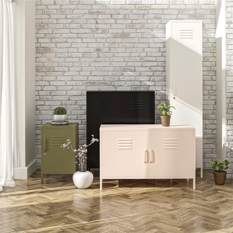 SystemBuild Bonanza 2 Door Metal Locker Accent Cabinet in Black