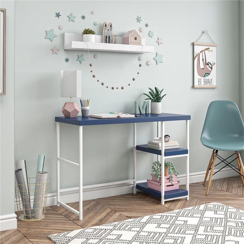 Ameriwood Home Vivian Desk with Reversible Shelves in Navy