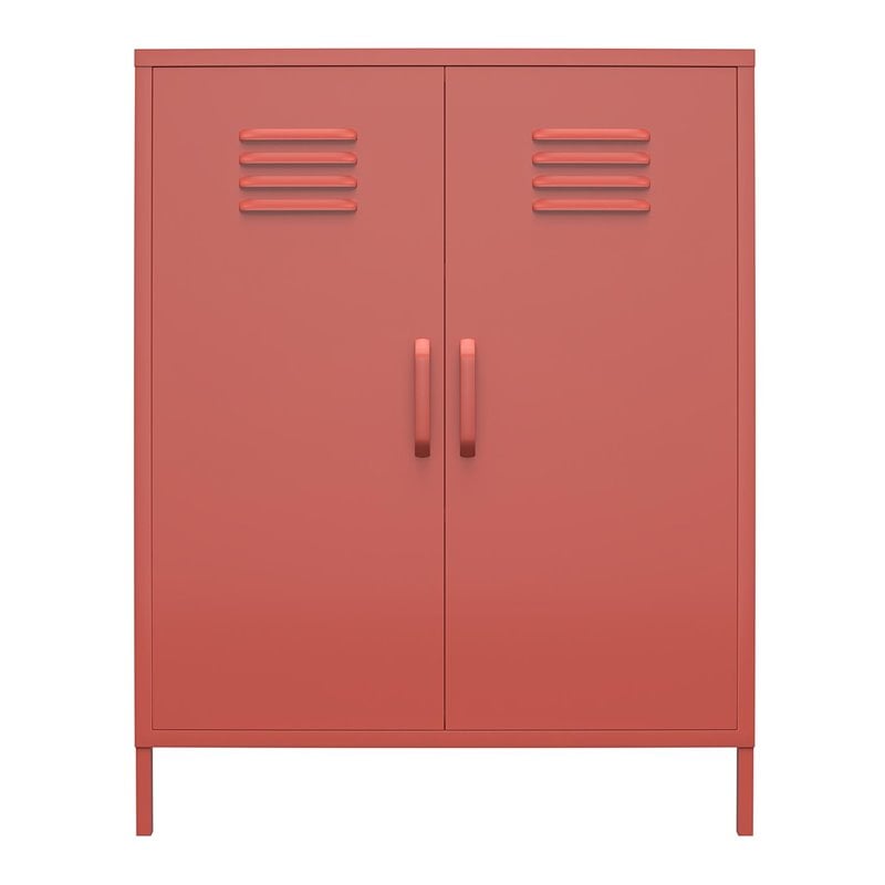 SystemBuild Bonanza 2 Door Metal Locker Storage Cabinet in Terracotta