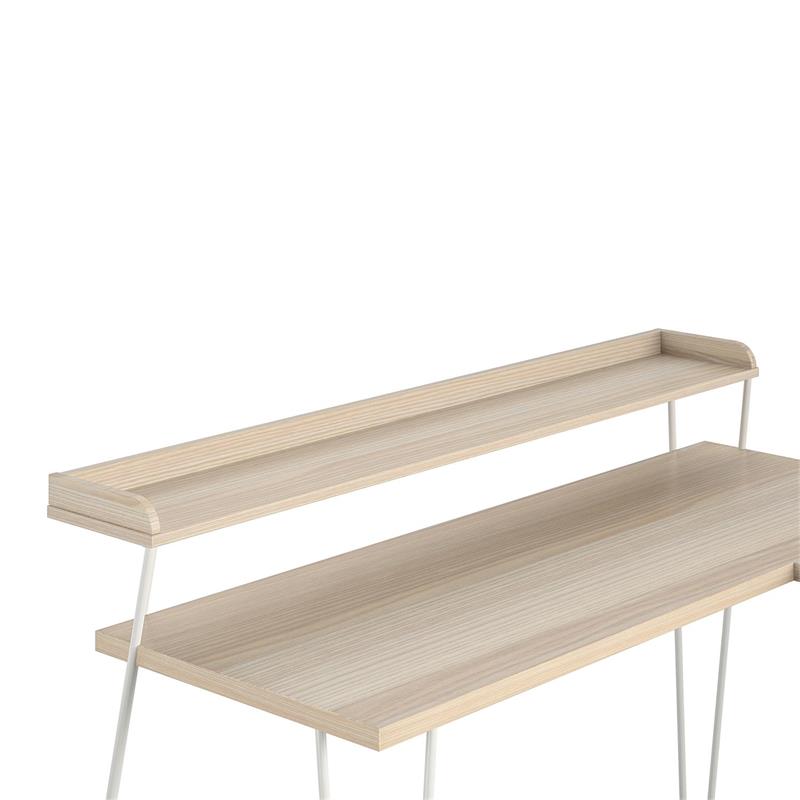 Ameriwood Home Haven L Desk with Riser in Natural/White