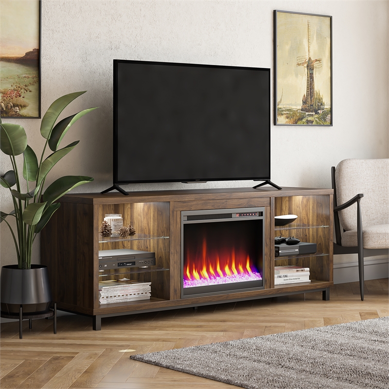 Ameriwood Home Lumina Deluxe Fireplace TV Stand for TVs up to 70