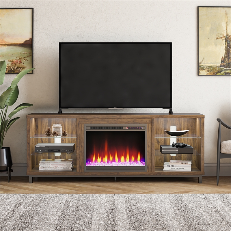 Ameriwood Home Lumina Deluxe Fireplace TV Stand for TVs up to 70