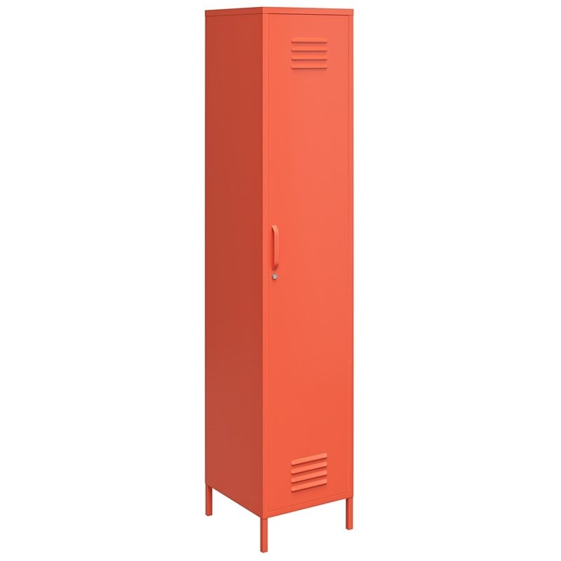 Novogratz Cache Single Metal Locker Storage Cabinet in Orange