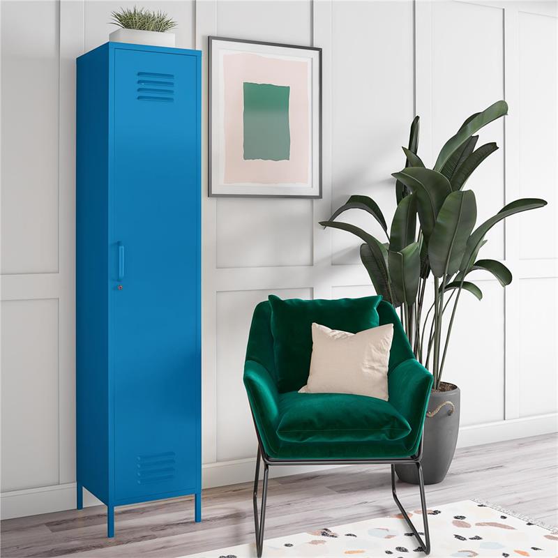 Novogratz Cache Single Metal Locker Storage Cabinet in Blue