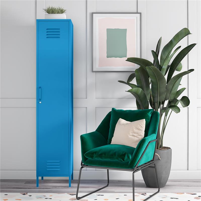 Novogratz Cache Single Metal Locker Storage Cabinet in Blue
