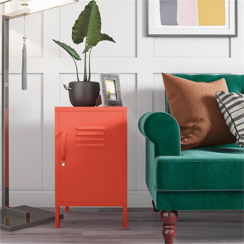 Novogratz Cache Metal Locker End Table in Orange