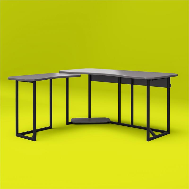 NTense Quest Gaming L Desk with CPU Stand in Gray
