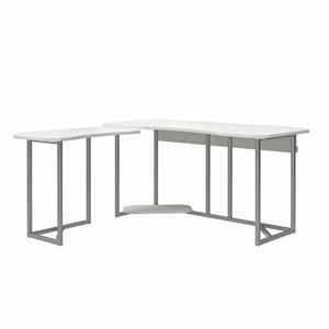 NTense Quest Gaming L Desk with CPU Stand in White