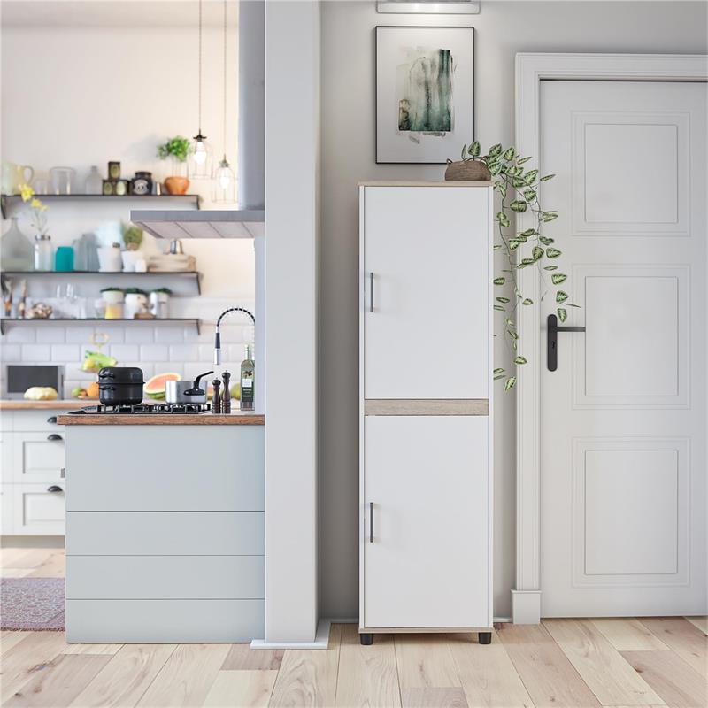 SystemBuild Whitmore 2 Door Kitchen Pantry Cabinet in White